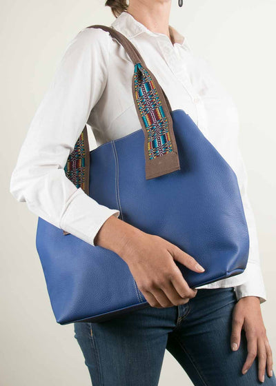 Valentina Bag in Blue with Multi-Color Faja