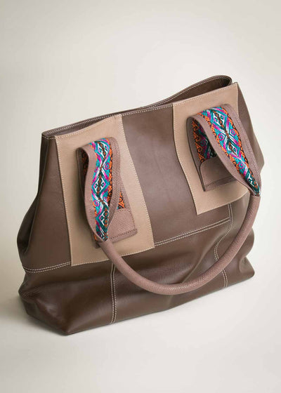 Valentina Bag in Brown with Multi-Color Faja