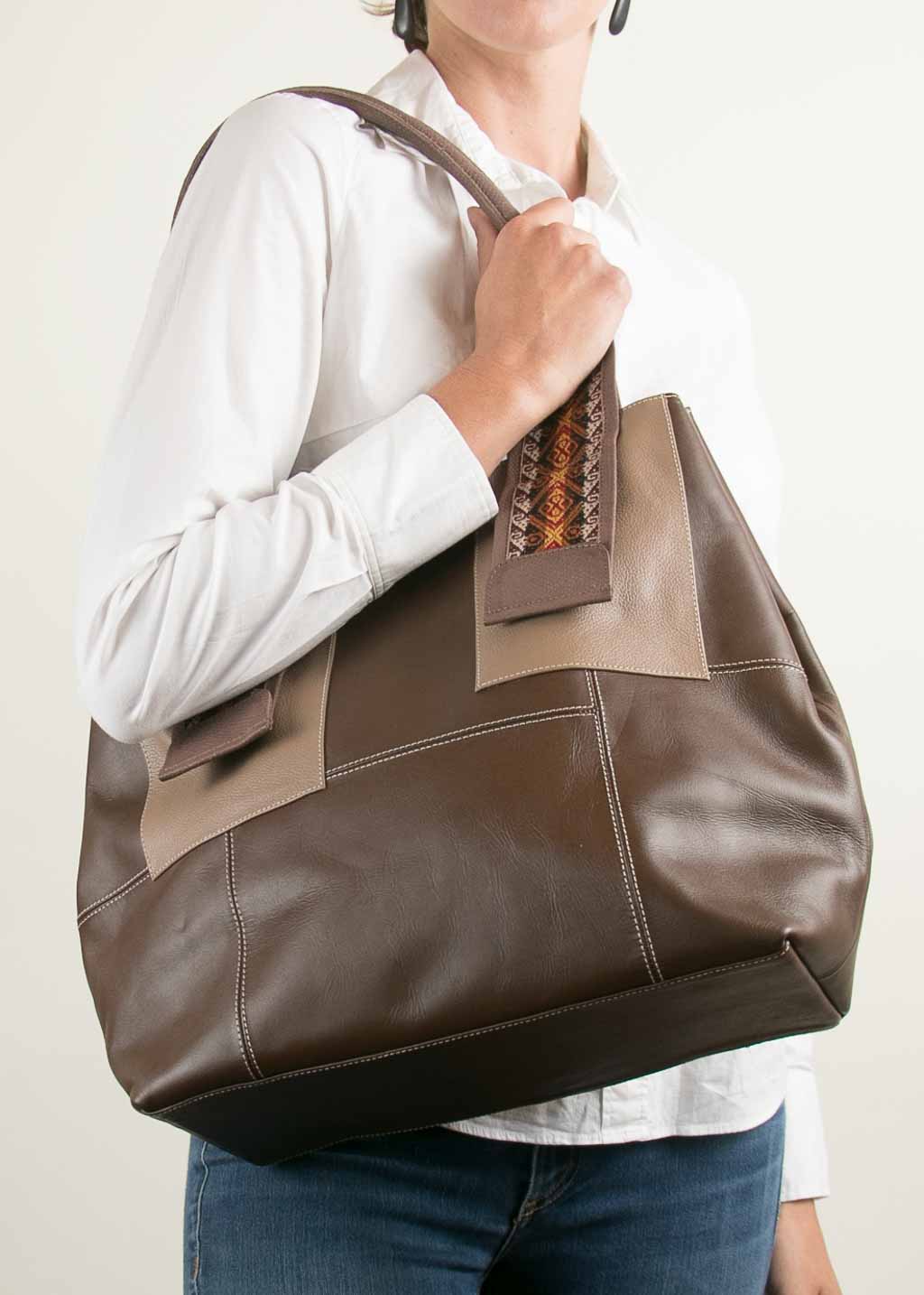 Valentina Bag in Brown with Orange-Brown Faja